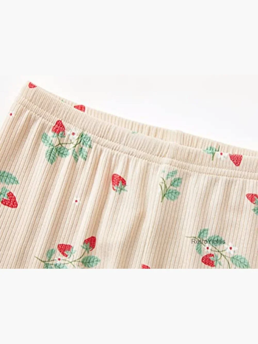Girls Pajama Set - Strawberry Fruit Print Tee & Pants PJs 2T-10